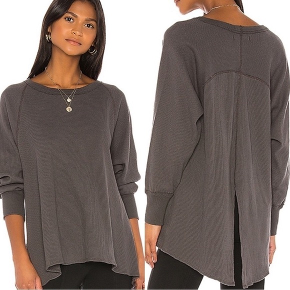 Free People Revolve Slit Back Oversized Amelia Thermal in Black Size XS - Picture 1 of 8